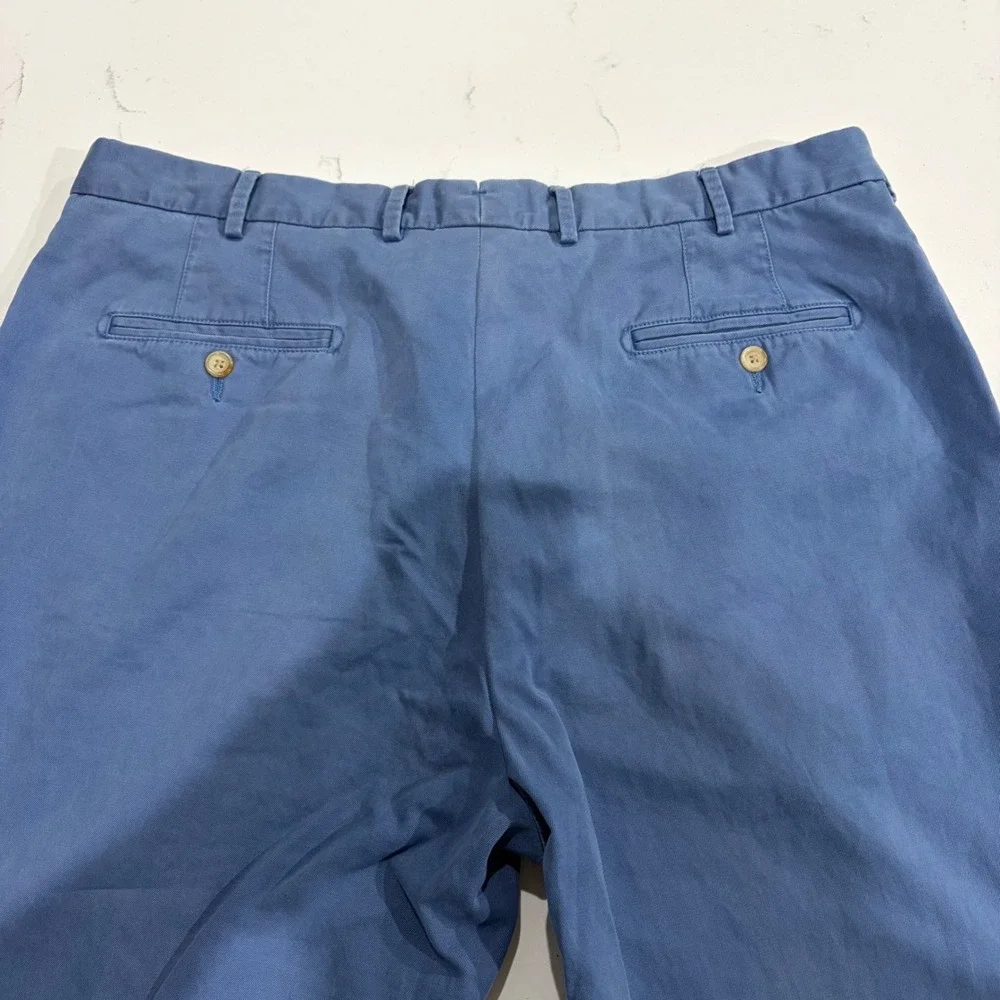 Peter Millar Mens Blue Flat Front Chino Pants Straight Leg Size 38 Cotton Twill